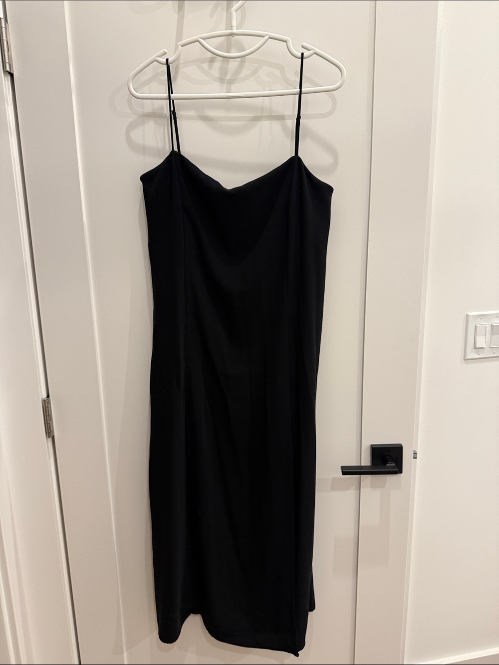 Babaton Black Bias Slip Dress with Spaghetti Straps